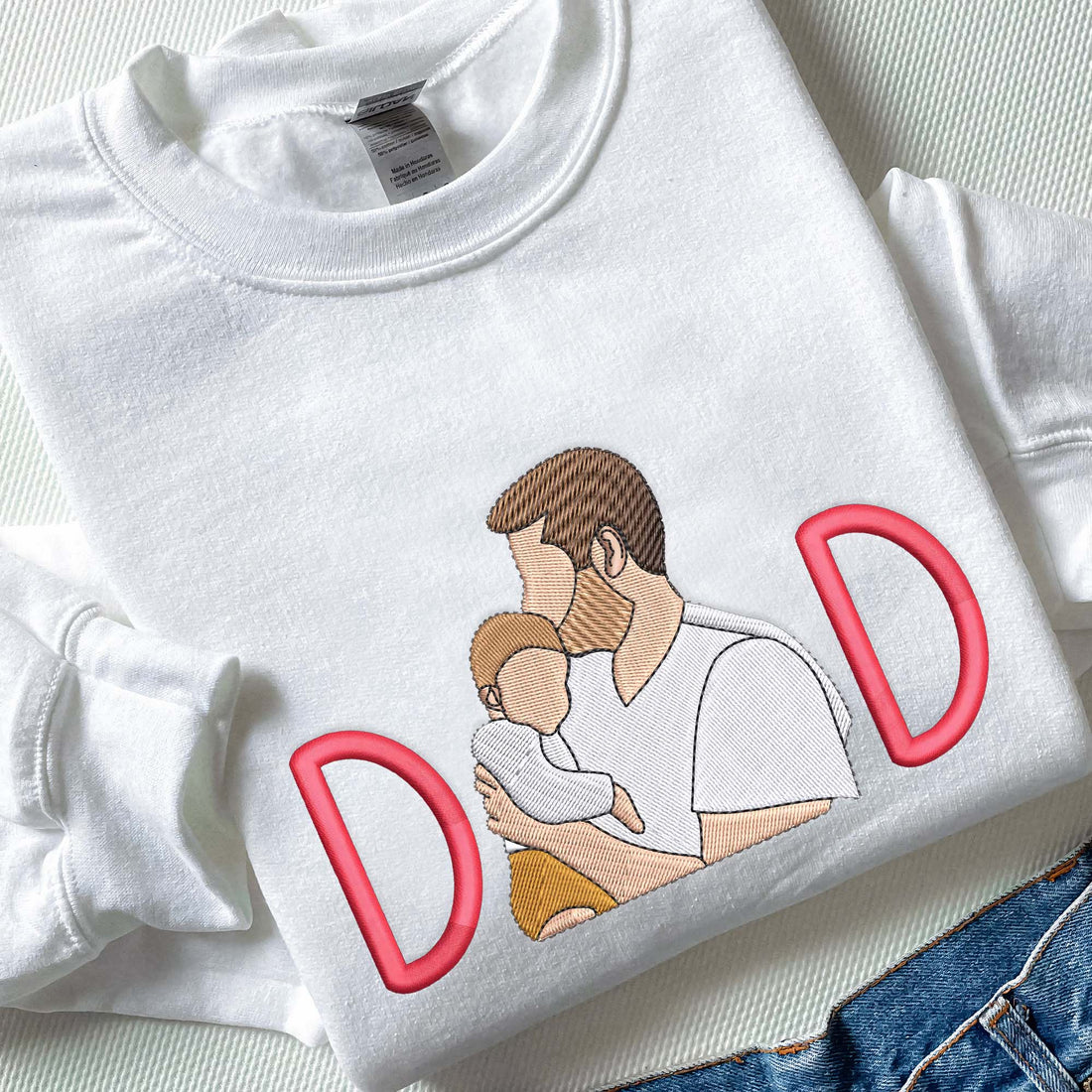 Custom Dad And Son Embroidered Shirt, Family Portrait Sweatshirt For Father's Day F_M56