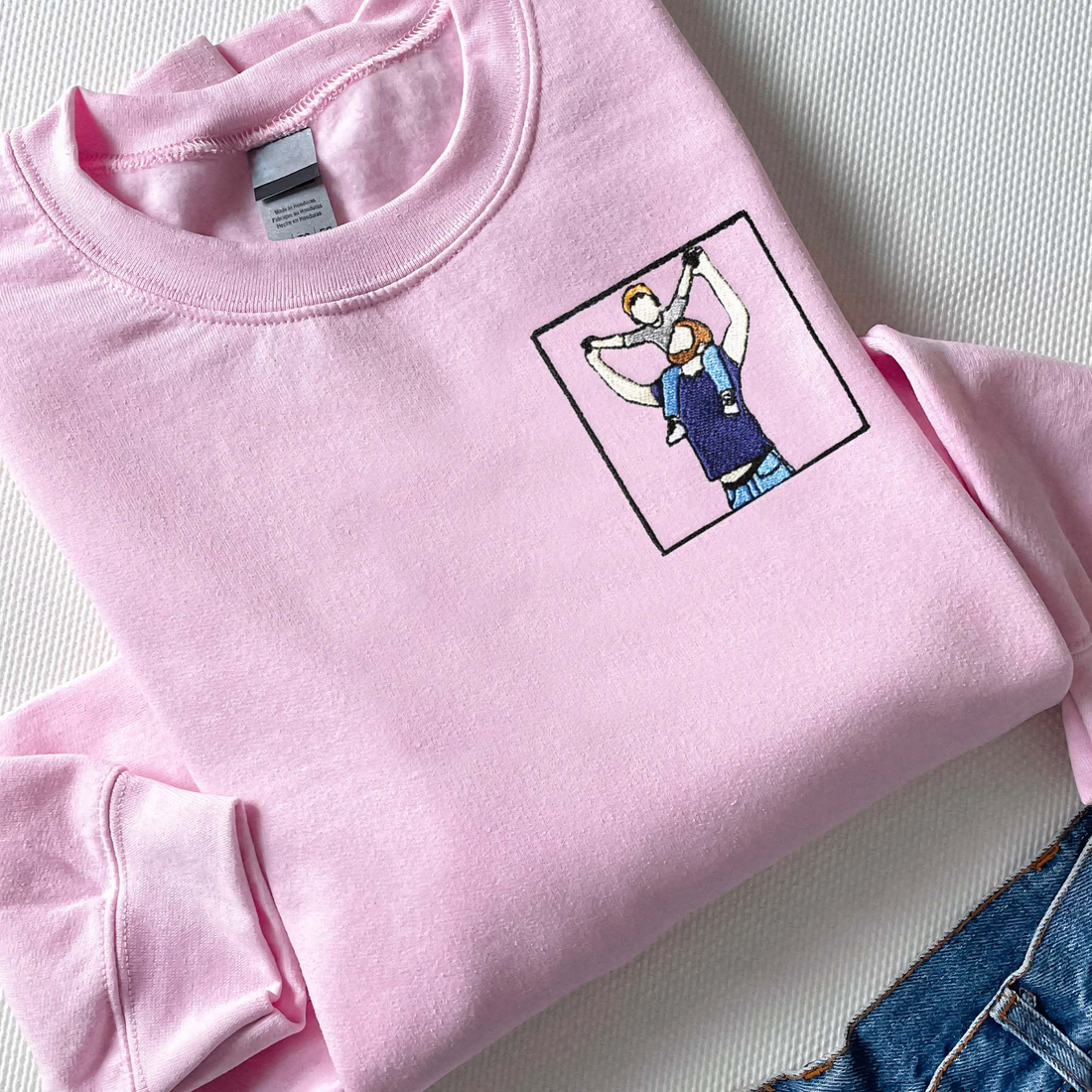 Embroidered Dad Portrait Shirt, Father And Son Portrait Sweatshirt For Father's Day F_M68