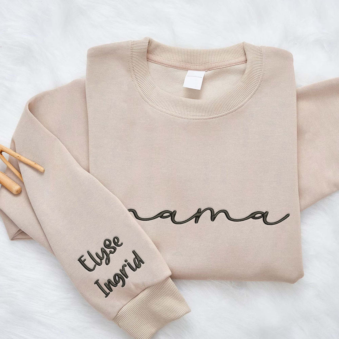 Embroidered Personalized Mama Shirt, Minimalist Cool Mom Sweatshirt For Father's Day F_M78