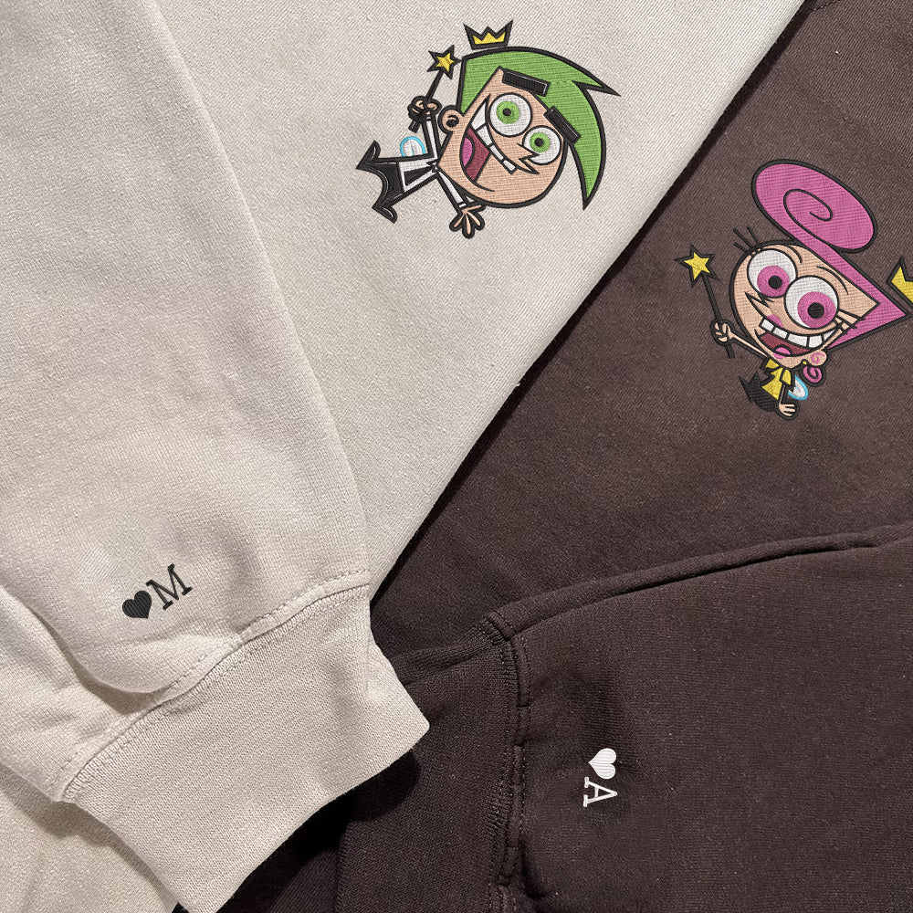 Custom Cute Fairy Couples Sweatshirt, Couple Embroidery Sweatshirt CM_C52