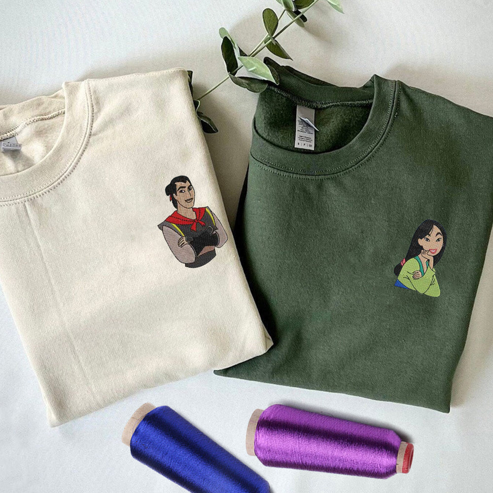 Custom Cute Cartoons Couples Sweatshirt, Couple Embroidery Sweatshirt CM_C47