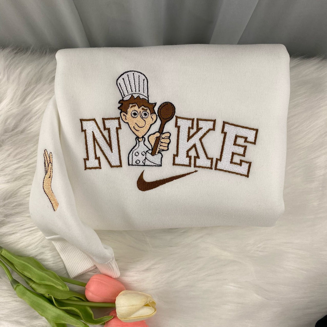 Chef Mouse Embroidery Sweatshirt, Cartoon Embroidery Sweatshirt CU_N64