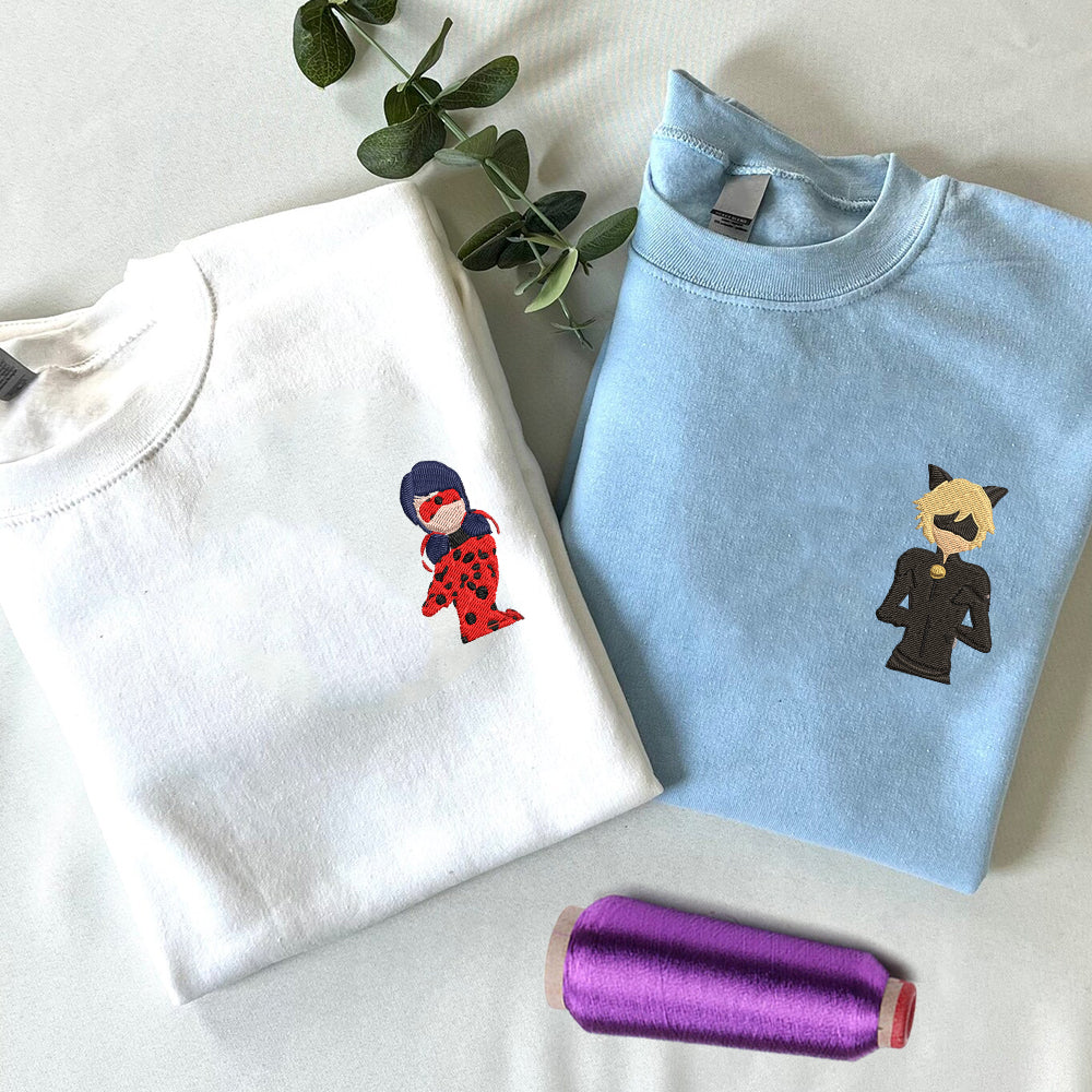 Custom Cute Spotted Hero Cartoon Couples Sweatshirt, Couple Embroidery Sweatshirt CM_C57