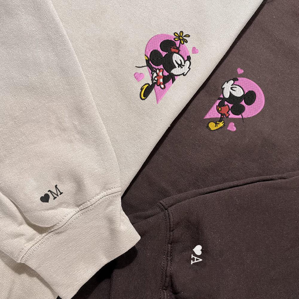 Custom Mouses Heart Cartoon Couples Sweatshirt, Couple Embroidery Sweatshirt CM_C79