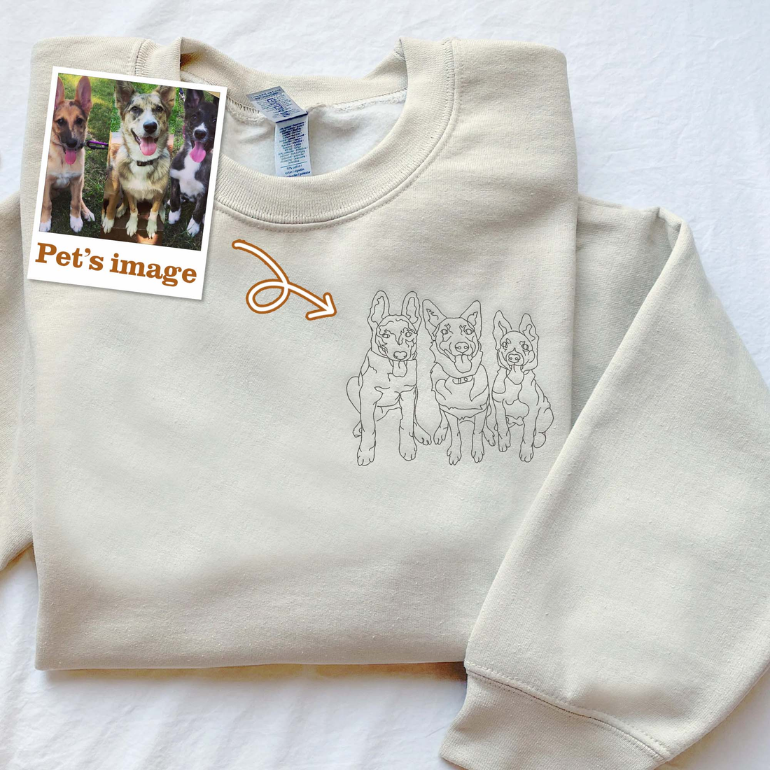 Custom Embroidered Dog Dad Shirt with Portrait from Photo, Embroidered Photo Shirt P_M02
