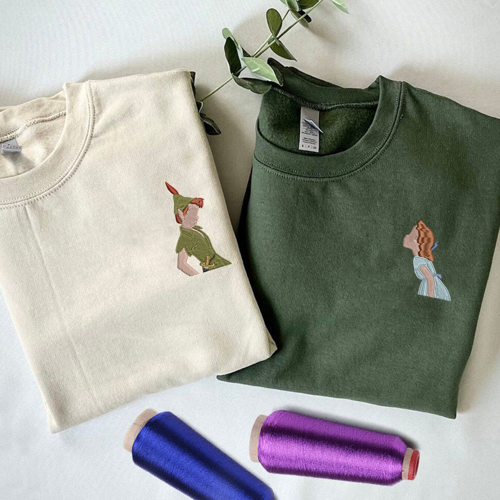 Custom Cute Adventure Duo Couples Sweatshirt, Couple Embroidery Sweatshirt CM_C64
