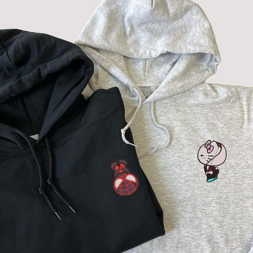 Custom Spider Miles x Kitten Gwen Couples Sweatshirt, Couple Embroidery Sweatshirt CM_C82