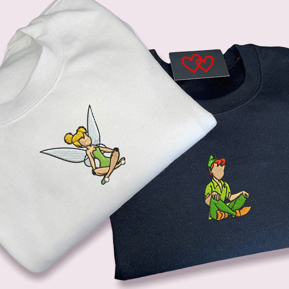 Custom Cute Fairy x Mischievous Adventurer Couples Sweatshirt, Couple Embroidery Sweatshirt CM_C53