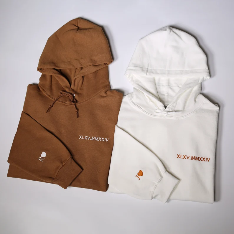 Custom Embroidered Roman Numeral Hoodie T_M07