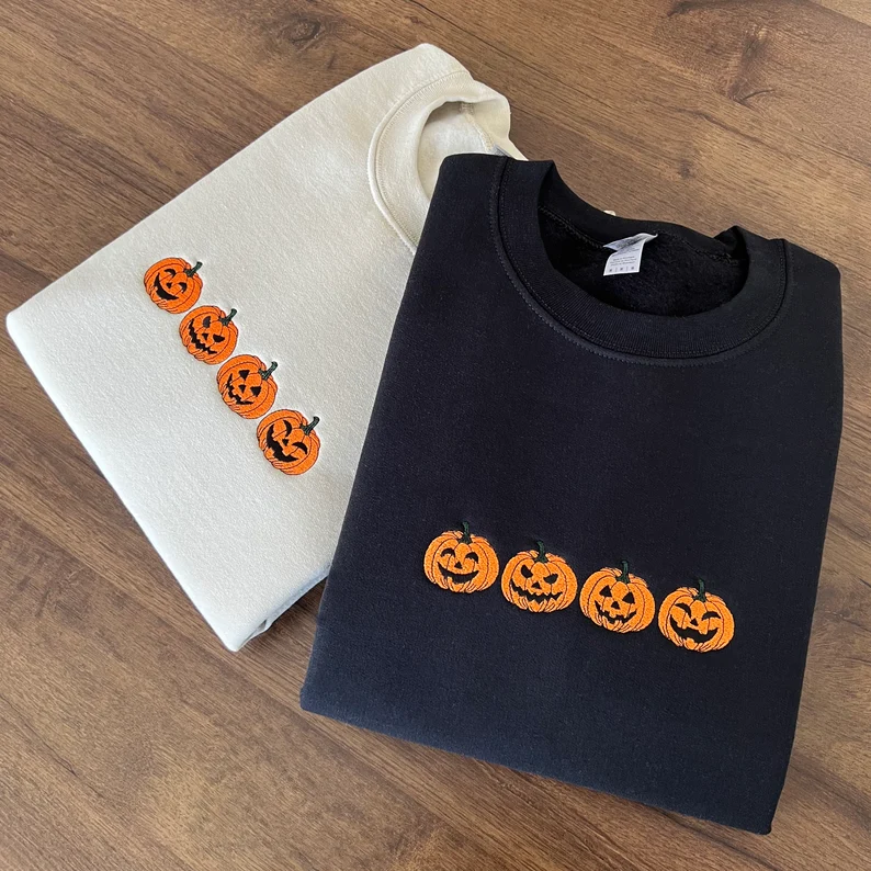 Embroidered Pumpkin Sweatshirt T_M72
