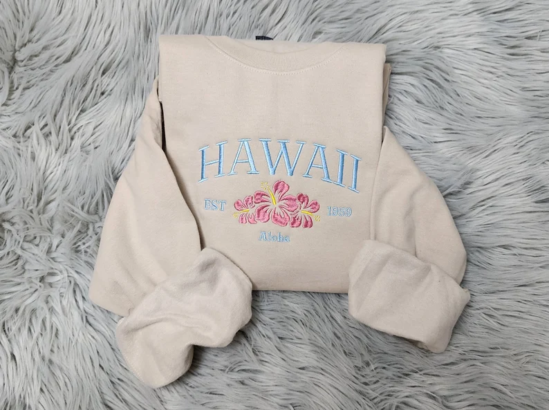 Embroidered Hawaii Aloha State Sweatshirt T_M127