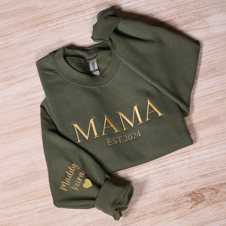 Personalized Mama Embroidered Sweatshirt T_M81