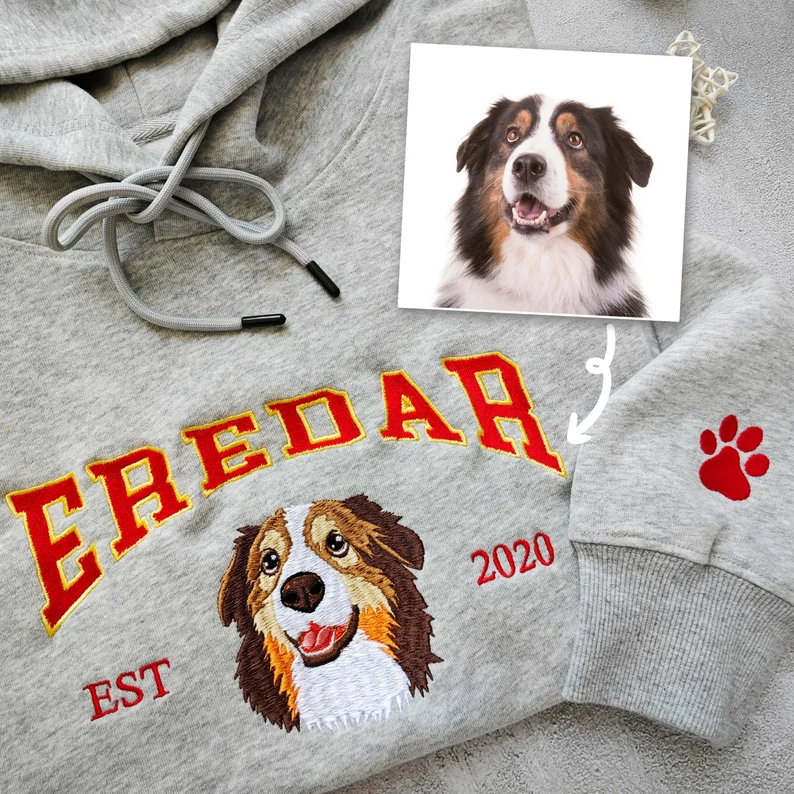 Custom Dog Hoodie Embroidered Dog Name T_M97