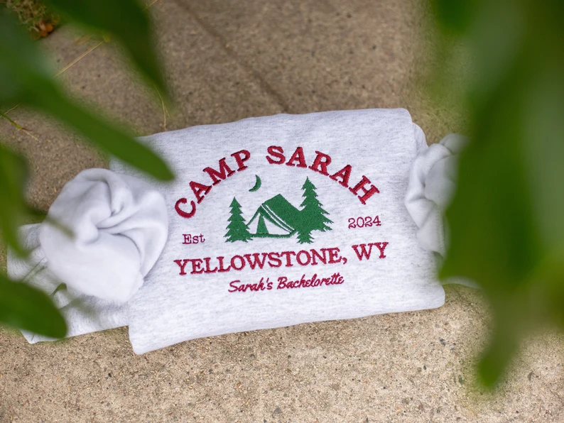 Custom Camp Bachelorette Party Embroidered Sweatshirt T_M125