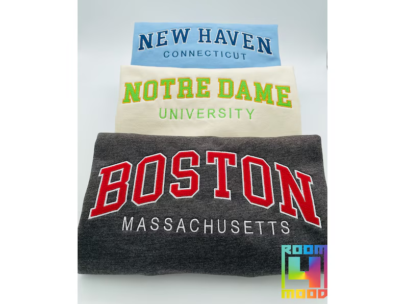 Custom Two color Embroidered Varsity Crewneck T_M108