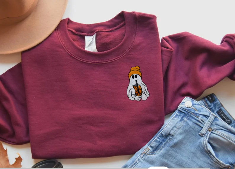 Halloween Sweatshirt, Halloween Embroidered Sweatshirt T_M63