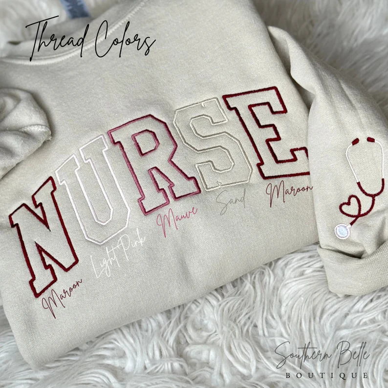 Embroidered NURSE Athletic Block Gemma Sweatshirt T_M100