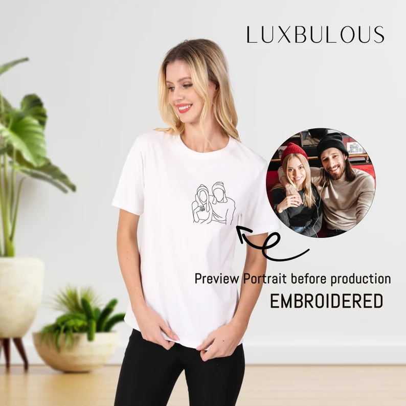Custom portrait Embroidered photo Tshirt T_M26