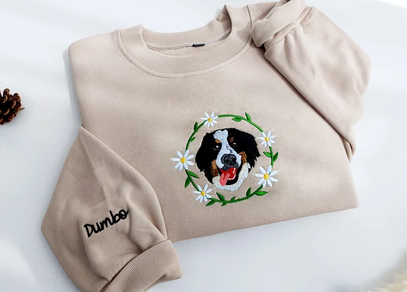 Custom Dog Face Embroidered Sweatshirt T_M98