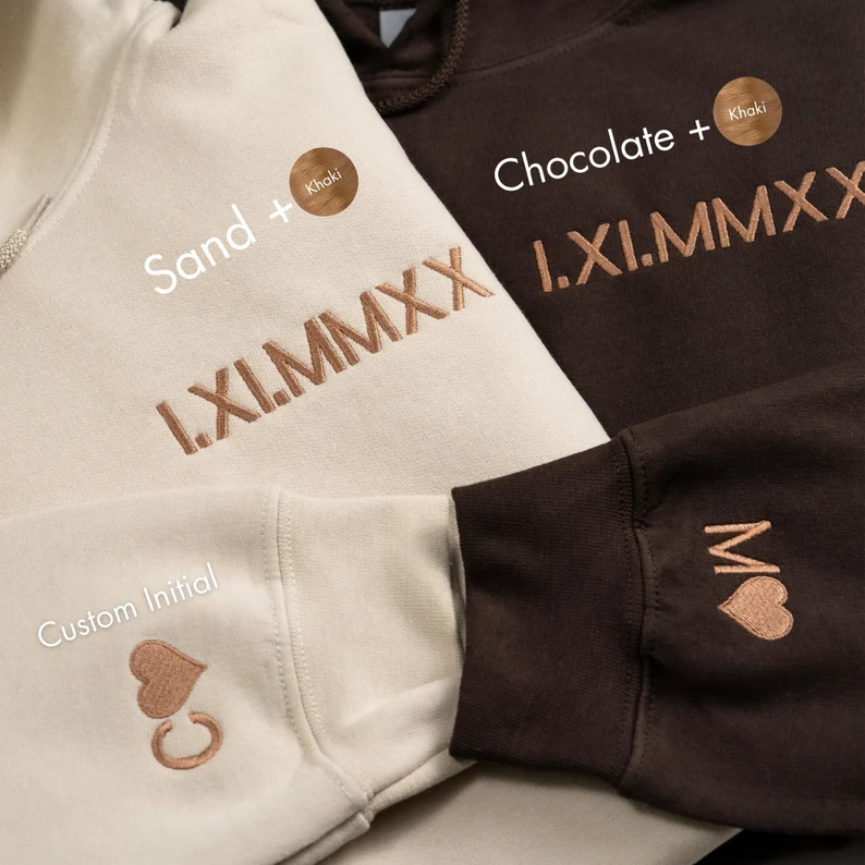 Custom Embroidered Roman Numeral Hoodie T_M02