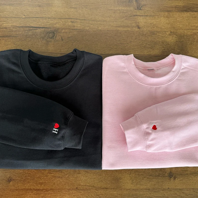 Custom Embroidered Initial Heart Sweatshirt T_M12