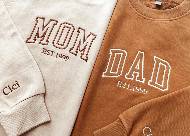 Mom/Dad Embroidered Crewneck Sweatshirt T_M16