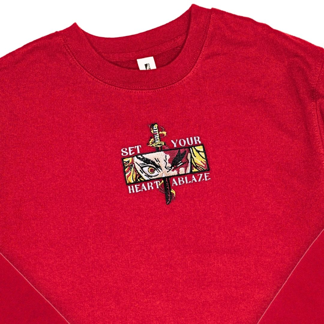 Heart Ablaze Sweatshirt, Anime Embroidery Sweatshirt GI_A10