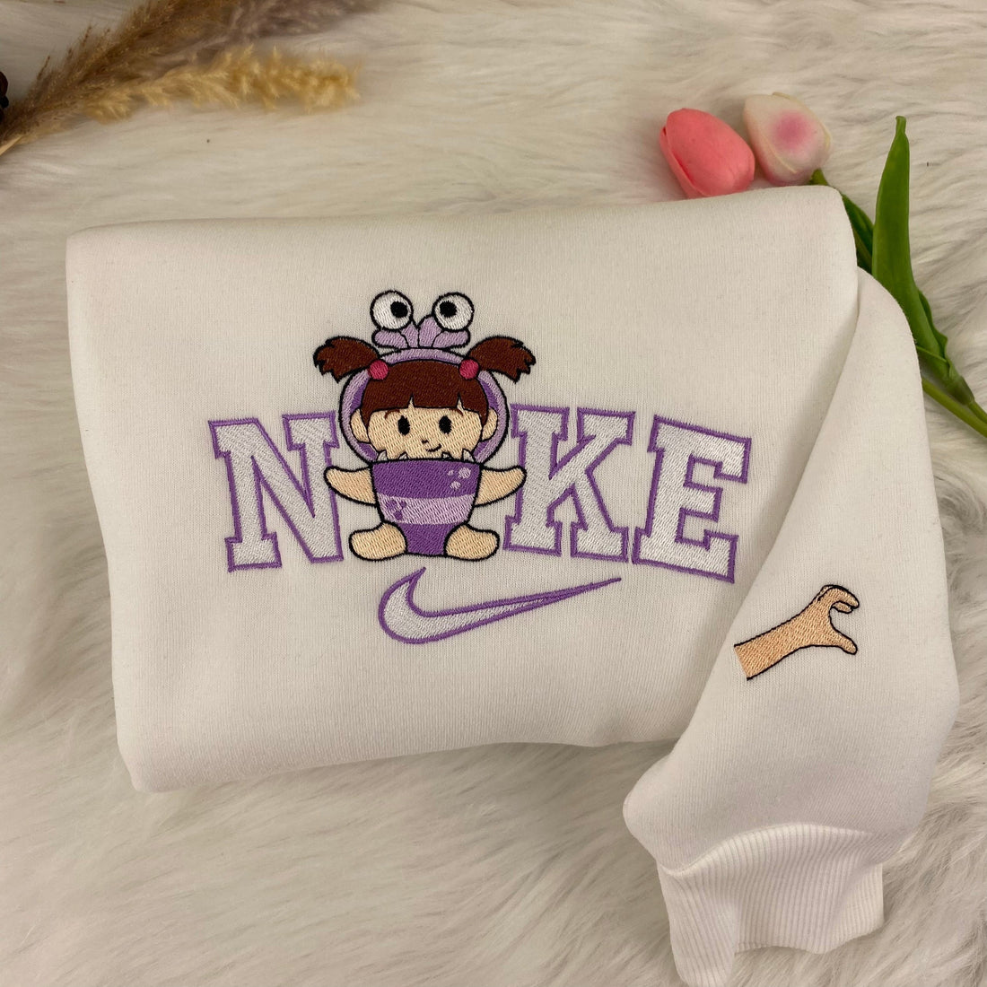 Monster Embroidery Sweatshirt, Cartoon Embroidery Sweatshirt CU_N16