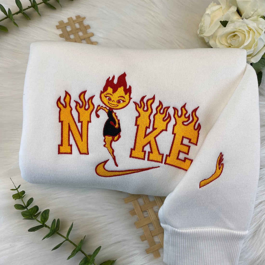 Fire Man and Water Man Embroidery Sweatshirt, Cartoon Embroidery Sweatshirt CU_N23