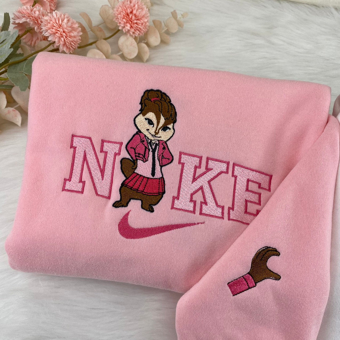 Squirrel Girl Embroidery Sweatshirt, Cartoon Embroidery Sweatshirt CU_N02