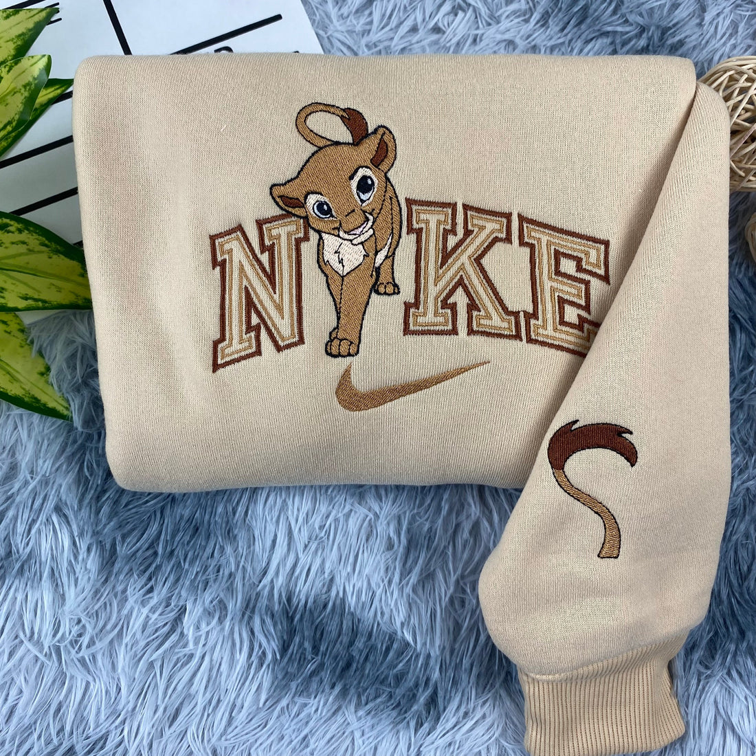 Couple Lion Embroidery Sweatshirt, Cartoon Embroidery Sweatshirt CU_N76