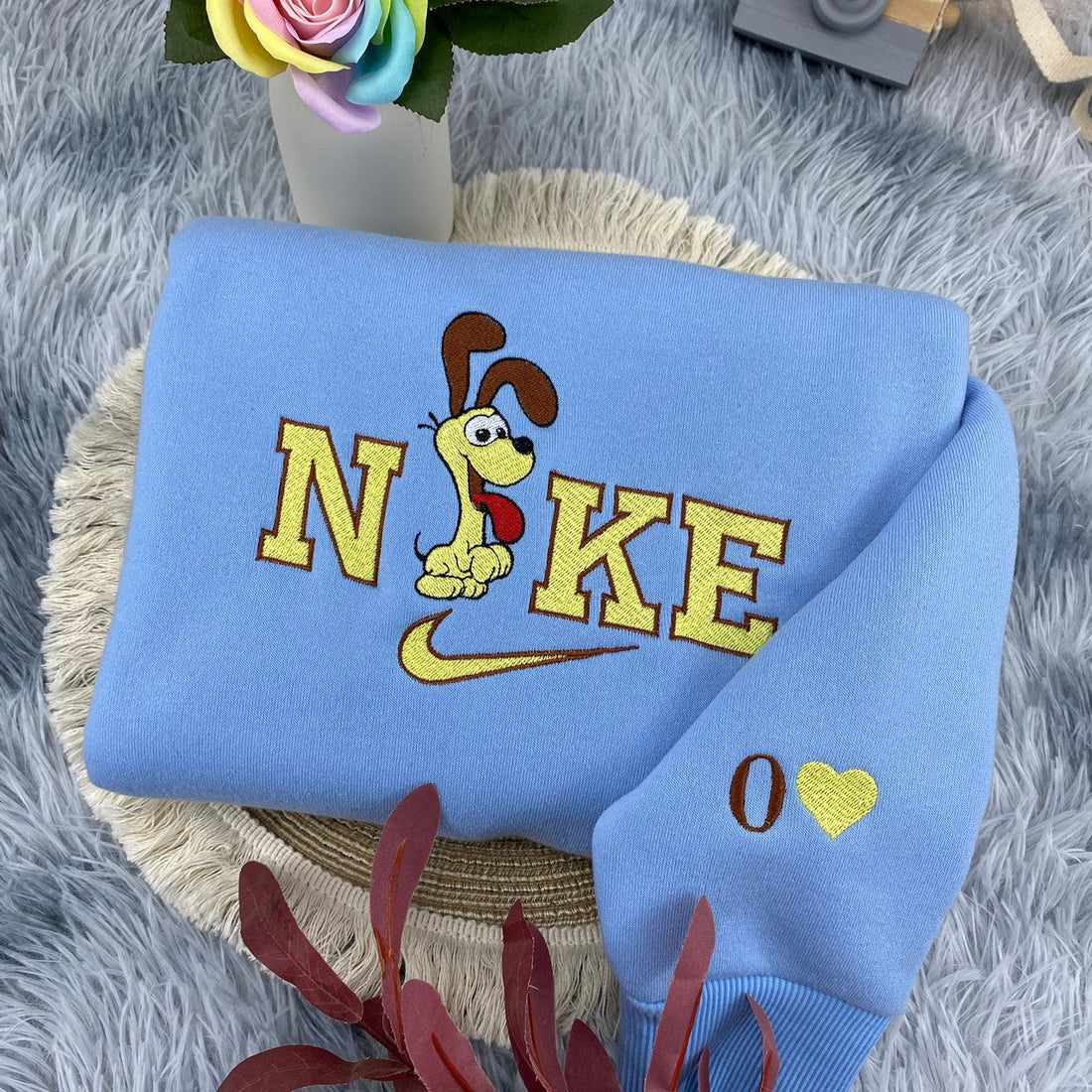 Fat Cat Embroidery Sweatshirt, Cartoon Embroidery Sweatshirt CU_N56