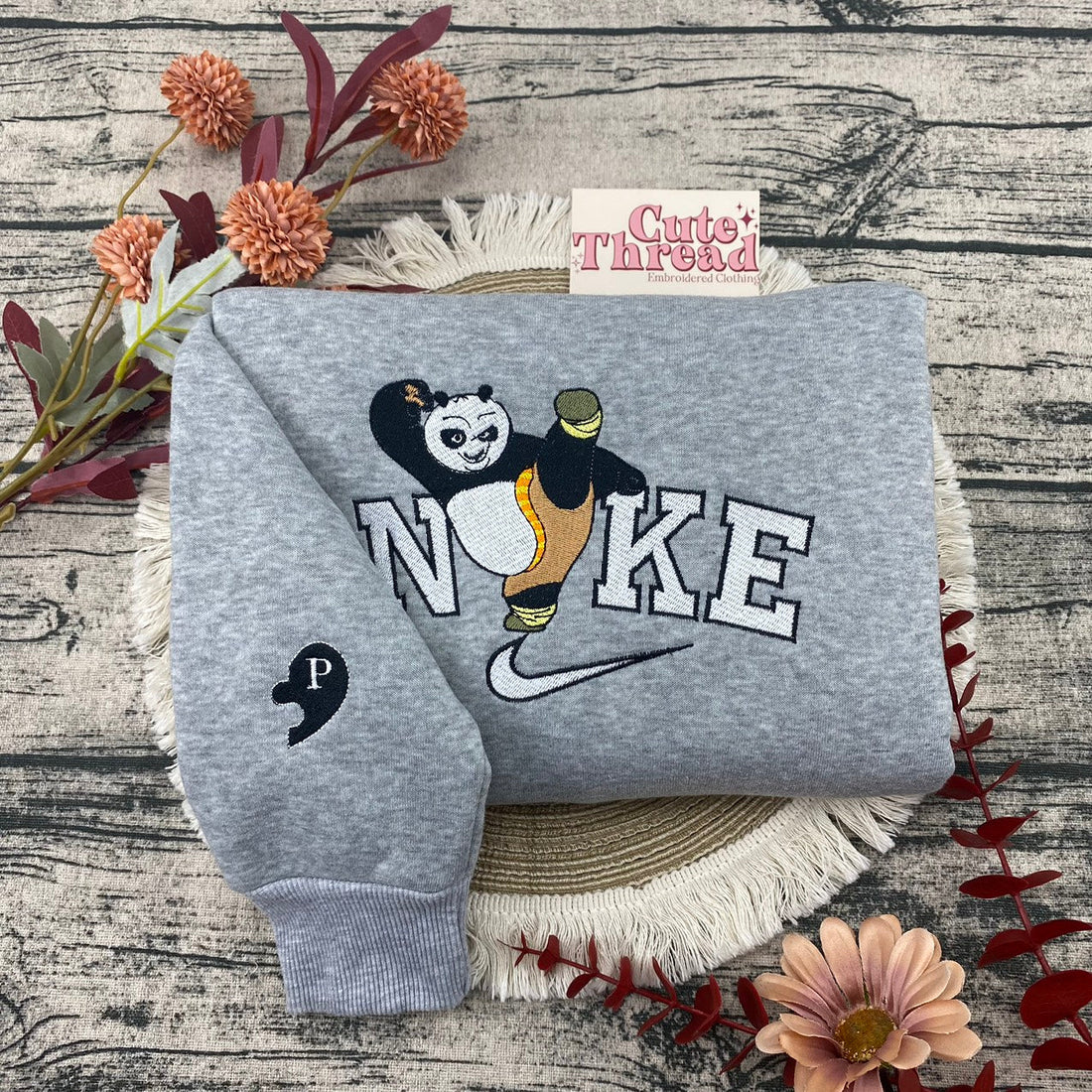 Panda Embroidery Sweatshirt, Cartoon Embroidery Sweatshirt CU_N62