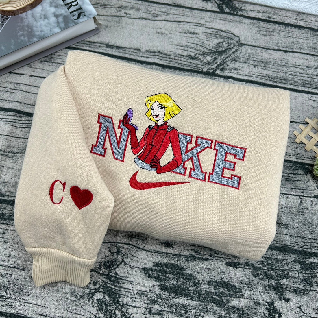 Female Detectives Embroidery Sweatshirt, Cartoon Embroidery Sweatshirt CU_N10