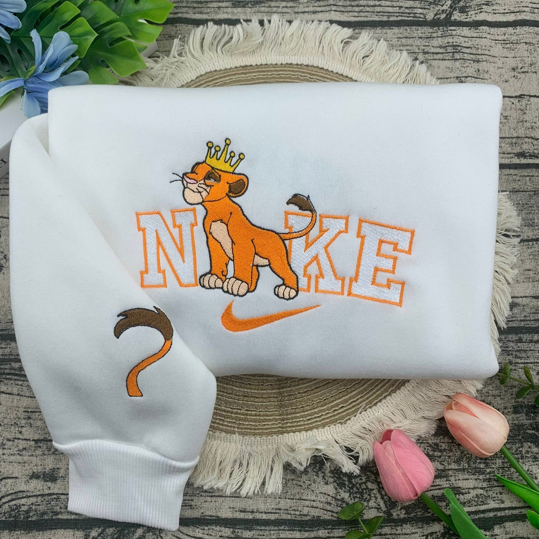 Couple Lion Embroidery Sweatshirt, Cartoon Embroidery Sweatshirt CU_N77